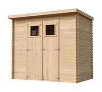 TIMBELA M310 Abri de Jardin en Bois - Stockage extérieur l239xL142xH200cm/2.63 m2 - Petit abri à Outils, Local à vélos - Toit imperméable, fenêtres