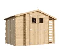 Abri de jardin en bois 3,53 m² + 0,97 m² + 0,97 m² TIMBELA M389+M389G - I206 x L328 x H218 cm - Plancher inclus