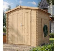 Abri de jardin en bois 3,53 m² sol imprégné, portes à panneaux