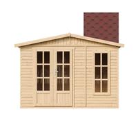 Abri de jardin en bois 6 m2 - avec des bardeaux bitumineux - rouge