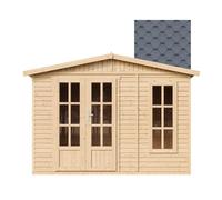 Abri de Jardin en Bois 6 m2 - l332xP222xH232cm - Cabanon Jardin extérieur avec Sol - Cabane de Jardin - Chalet de Loisirs - Maison d'été avec des bardeaux bitumineux Gris - TIMBELA M334FB+H334FBGREY
