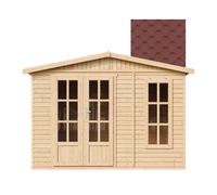 Abri de jardin en bois 6 m2 - l332xP222xH232cm - Maison d'été avec des bardeaux bitumineux rouges - TIMBELA M334FB+H334FBRED