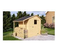 Abri de jardin en bois avec appentis - Pin brut - 2,96 m² (abri) + 0,88 m² (appentis) - Panneaux de 12 mm
