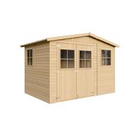 Abri de Jardin en Bois Exterieur avec Les PLANCHERS IMPRÉGNÉ- Cabane de Jardin en Pin/épicéa-H226x324x216 cm/6m2- Construction de Panneaux- Rangement pour vélos, Remise à Outils- Timbela M334+M334G