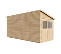 Abri de jardin en bois avec paroi latérale - 10 m2