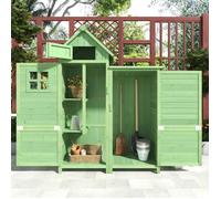 Abri de Jardin en Bois,Cabane Jardin avec Toit en PVC incliné à loquet,Coffre Jardin avec 2 étagères Rangement,110x52x170cm Vert