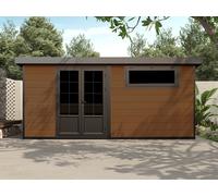 Abri de jardin en bois composite 28 mm - parois réversibles - gris anthracite ou naturel foncé - 17,25 m² - HAZELTON