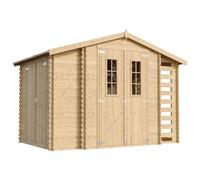 Abri de jardin en bois et range bûches avec sol traité 3,53 + 0,97+0,97m2