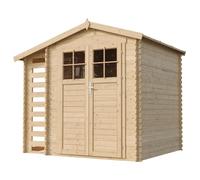 Abri de jardin en bois et range bûches avec sol traité - 3,53 + 0,97 m2