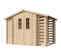 Abri de jardin en bois et range bûches extérieur - 3,53 + 0,97+0,97 m2