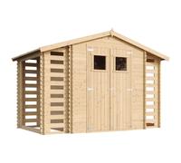Abri de jardin en bois et range bûches extérieur - Stockage extérieur I206xL328xH218 cm/ 3,53+0,97+0,97m2 TIMBELA M391