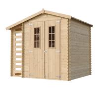 Abri de jardin en bois et range bûches extérieur avec sol traité 3,53+0,97m2