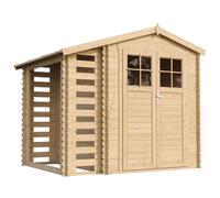 Abri de Jardin en Bois et Range bûches extérieur - Porte verrouillable de Haute qualité - Stockage extérieur I206xL272xH218 cm/ 3,53 + 0,97 m2 Petit abri à Outils, Local à vélos TIMBELA M386F