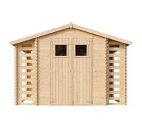 Abri de Jardin en Bois et Range bûches extérieur - Stockage extérieur I206xL328xH218 cm/ 3,53 + 0,97+0,97 m2 Petit abri à Outils, Local à vélos - Toit imperméable, fenêtres TIMBELA M391