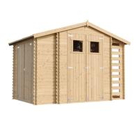 Abri de Jardin en Bois et Range bûches extérieur - Stockage extérieur I206xL328xH218 cm/ 3,53 + 0,97+0,97 m2 Petit abri à Outils, Local à vélos - Toit imperméable, fenêtres TIMBELA M389