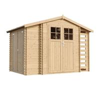 Abri de Jardin en Bois et Range bûches extérieur - Stockage extérieur I206xL328xH218 cm/ 3,53 + 0,97+0,97 m2 Petit abri à Outils, Local à vélos - TIMBELA M389F
