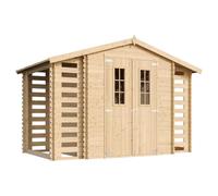 Abri de Jardin en Bois et Range bûches extérieur - Stockage extérieur I206xL328xH218 cm/ 3,53 + 0,97+0,97 m2 Petit abri à Outils, Local à vélos - TIMBELA M391C