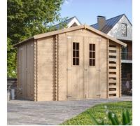 Abri de jardin en bois et range bûches extérieur - Stockage extérieur I206xL328xH218 cm/ 5,47 m2 - TIMBELA M389C