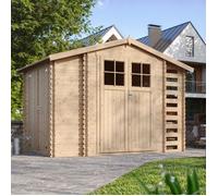 Abri de jardin en bois et range bûches extérieur - 3,53 + 0,97+0,97 m2