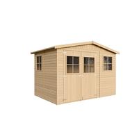 Abri de Jardin en Bois Exterieur avec Les PLANCHERS IMPRÉGNÉ- Cabane de Jardin en Pin/épicéa-H226x324x216 cm/6m2- Construction de Panneaux- Rangement pour vélos, Remise à Outils- Timbela M334+M334G