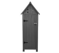 Abri de Jardin en Bois Gris 66 x 46 x 178 cm Cabane Cabanon Toit en Asphalte - Imperméable - Espace Extérieur Stockage Rangement Jardin Outils - [Kit de Fixations & Cadenas INCLUS]