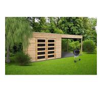 Abri de jardin en bois traité autoclave avec terrasse latérale Salerno 5,40 m²