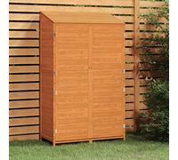 Abri de jardin en bois massif de sapin, abri à outils marron 102 x 52 x 174 cm, cadre en bois stable pour un rangement robuste des outils de jardin et des équipements d'entretien de la pelouse en