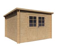Abri de jardin en bois monopente ""Rowan"" - 9,5 m² - 28 mm - Beige
