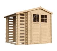Abri de jardin en bois et range bûches avec sol traité - 3,53 + 0,97 m2