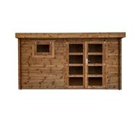 Abri de Jardin en Bois Traité, Épaisseur 28mm, Espace Utile 9.9m² INT042