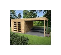 Abri De Jardin Avec Terrasse Tarento - Bois Massif 19mm - 292x290cm Marron