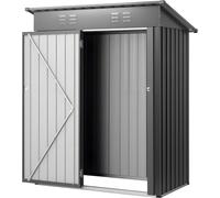 Abri de jardin en métal 1533 x 876 x 1815 mm, bâtiment de stockage avec porte verrouillable et 2 bouches d'aération à persiennes, toit en pente Abri de jardin en métal, abri à outils Stockage extérieu