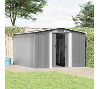 Abri de jardin en métal 257 x 298 x 178 cm gris en acier galvanisé | Porte coulissante, ventilation, acier galvanisé, revêtement en poudre, auto-assemblage, jardinage de loisirs