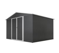 Abri de Jardin en métal 300 × 252 × 191 cm, env. 7 m², Toit à pignon, Noir | Grand rangement extérieur d’env. 7 m² avec 2 portes coulissantes verrouillables, ventilation intégrée et acier galvanisé