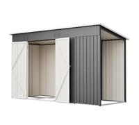 Abri de jardin en métal - 311 x 123 x 181 cm - Abri de jardin avec double porte, ventilation, serrure, acier galvanisé, résistant aux intempéries, gris