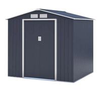Abri de jardin en métal 4,07 m² - 213 x 191 x 195 cm - MARS -Kit d'ancrage inclus, 2 portes coulissantes - Gris