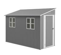 Abri de jardin en métal 4 x 10 pieds (env. 1,2 x 3 m), remise à outils verrouillable résistante aux intempéries avec kit de sol, construction adossée avec 2 fenêtres, petit abri de jardin pour