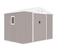 Abri de jardin en métal 5,29 m² - 277 x 191 x 202 cm - VENUS Kit d'ancrage inclus, 2 portes coulissantes, 1 fenêtre latérale Taupe