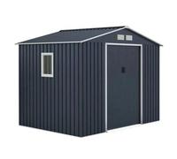 Abri de jardin en métal 5,29 m² - 277 x 191 x 202 cm - VENUS Kit d'ancrage inclus, 2 portes coulissantes, 1 fenêtre latérale Gris