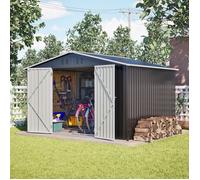 Abri de Jardin en Métal -6 90m²-300x252x191cm -KIMFEAD Grand Cabanon de Rangement avec Toit à Double Pente Gris Anthracite Étanche