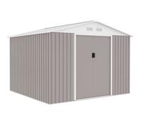 Abri de jardin en métal 7,06 m² - 277 x 255 x 202 cm - MERCURE - Kit d'ancrage inclus, 2 portes coulissantes - Taupe