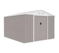 Generique Abri de jardin métal URANUS 8,84 m² 277×319×202 cm kit ancrage 2 portes coulissantes Taupe
