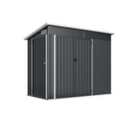 Abri de jardin - Outsunny - triple porte verrouillable toit incliné aérations gants - acier galvanisé - 234x132x185cm - gris foncé