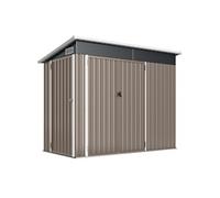 Abri de jardin en métal, cabane de jardin extérieure 234 x 132 x 185 cm, triple porte verrouillable, toit incliné, aérations et gants, cabanon