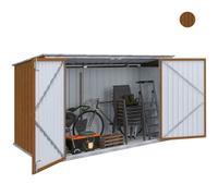 Abri De Jardin En Métal Effet Bois Verrouillable Multi-Rangement Pour Stockage Vélos, Outils, Poubelles