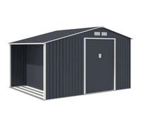 Abri de jardin en métal et abri bûches 8,72 m² - 342 x 255 x 202 - NOVA - Kit d'ancrage inclus, 2 portes coulissantes - Gris