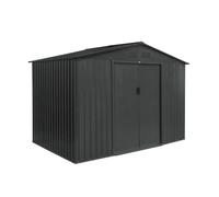 Abri de jardin en métal - FERRAIN 5.29m² gris anthracite - Cabane à outils avec deux grandes portes coulissantes. kit de fixation