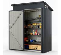 CostwayAbri de Rangement Toutes Saisons Abri à Outils Utilitaire avec Toit en Pente Porte Ouvrante Aérations Cadre en Métal Galvanisé Gris
