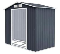 Abri de Jardin en Métal Galvanisée 2,71m² 213x127x185CM COSTWAY-Base Creuse-Porte Coulissante,2 Fenêtres de Ventilation-Gris
