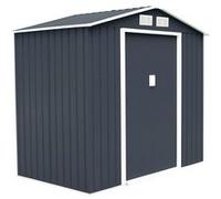 Abri de Jardin Extérieur en Galvanisée 2,71m² 213x127x185CM COSTWAY-Base Creuse-Porte Coulissante,2 Fenêtres de Ventilation-Gris